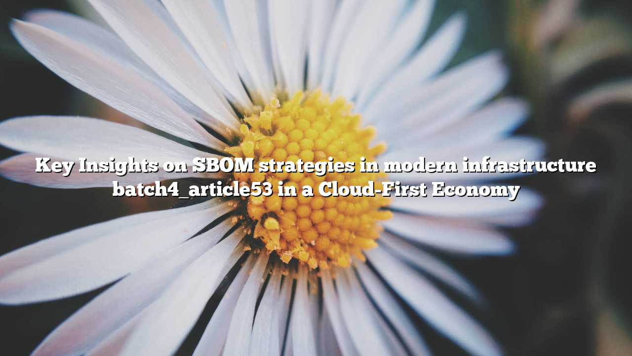 Key Insights on SBOM strategies in modern infrastructure batch4_article53 in a Cloud-First Economy